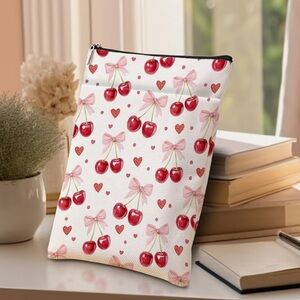 NIP Cherry and Bow Patterned Book Sleeve